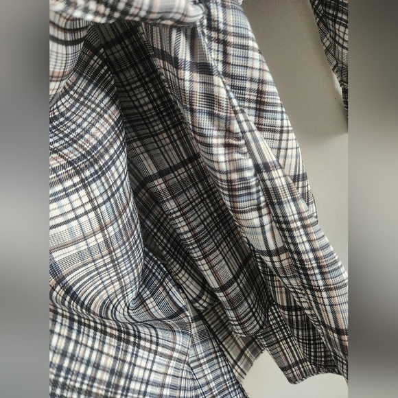 Zara Satin Effect long sleeve dress womens size Large academia plaid classic - Picture 9 of 16